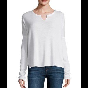 RAG & BONE IVORY SPLIT NECK SIERRA WAFFLE TOP